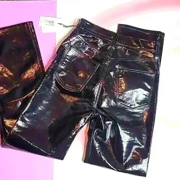 Agolde Recycled Black Leather 90s Pinch Waist Jeans - Picture 6 of 6
